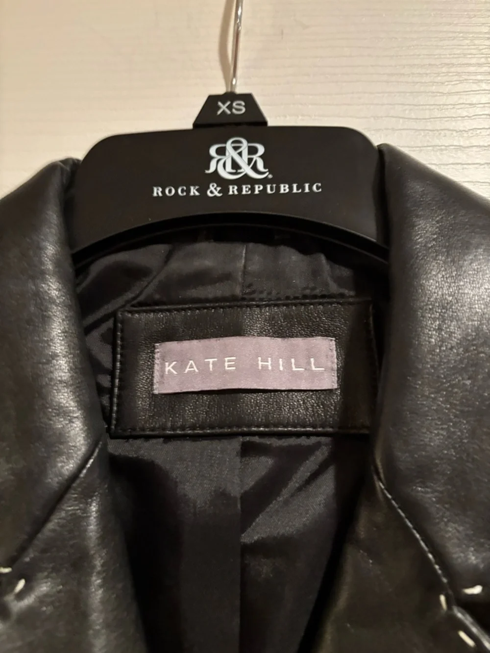 Black Leather Topstitched Jacket/Blazer - Picture 7 of 14